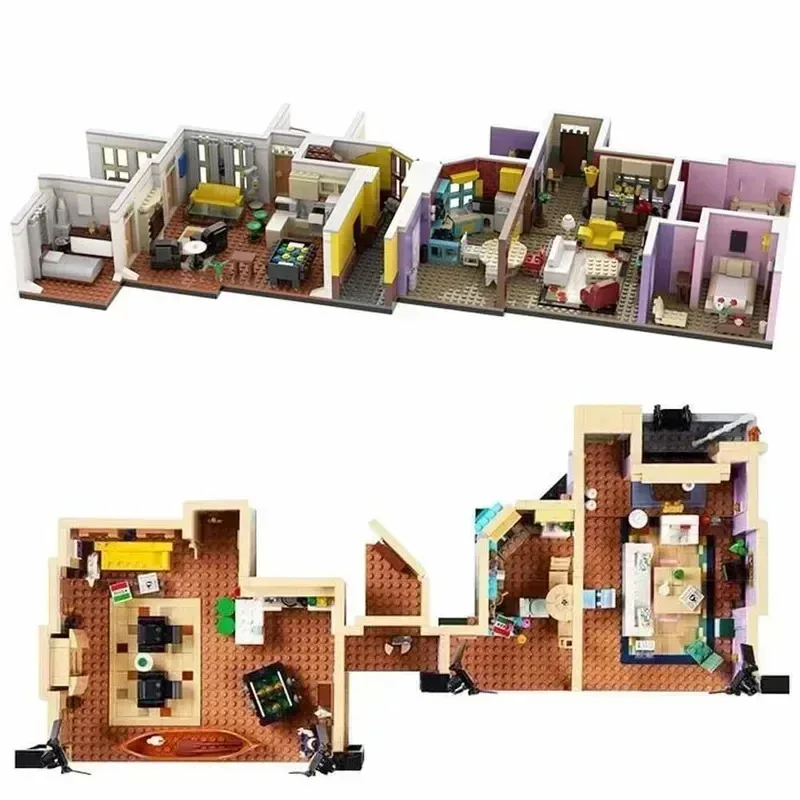 2048pcs classic architectural house model Monica apartment DIY puzzle assembly building block toys gift for girls