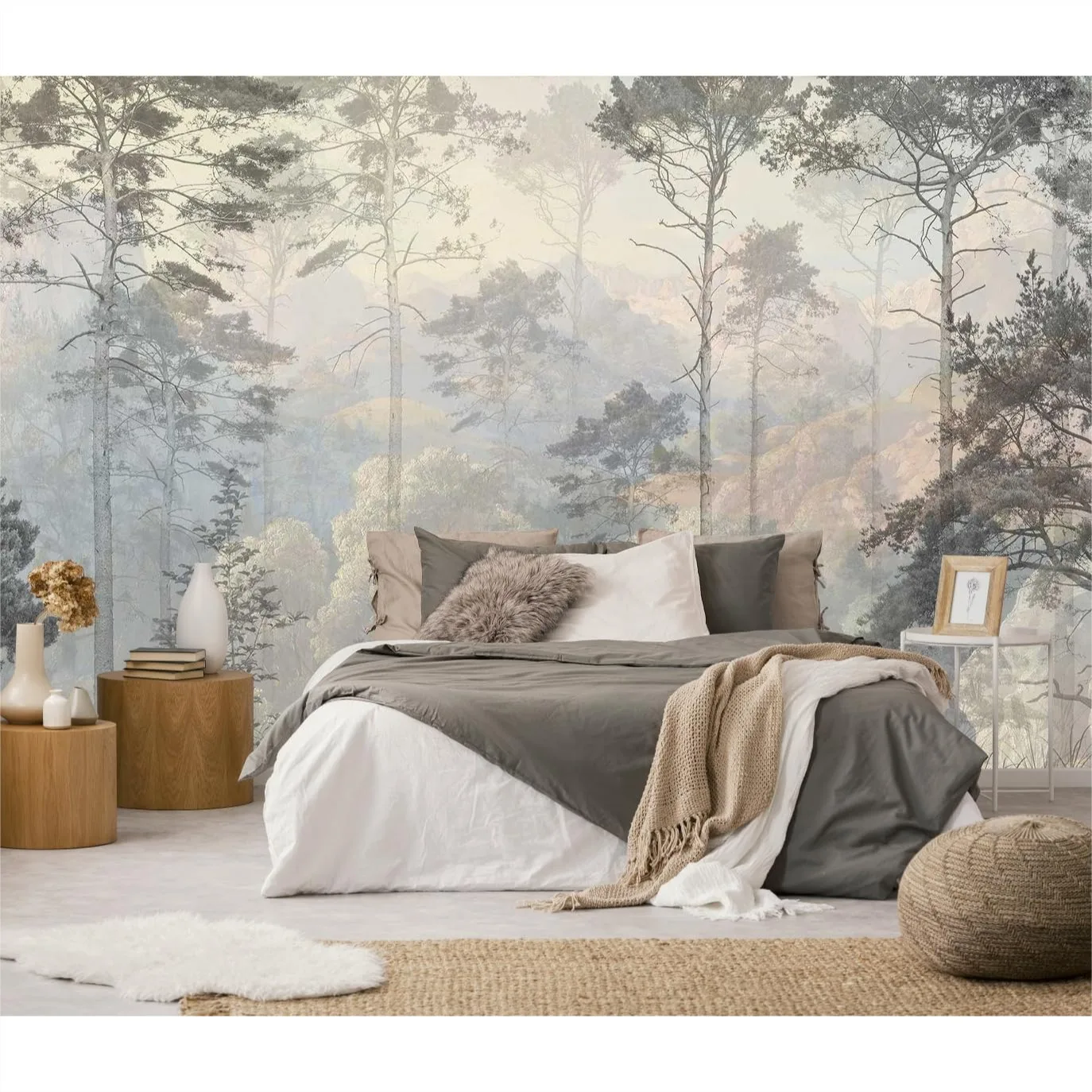 

Hazy Forest Abstract Nature Wall Mural for Living Room Wall Decoration 96x149 Inches