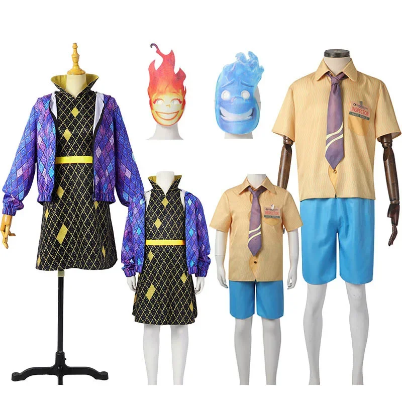 Crazy Elemental City Cosplay Costume Movie Water Fire Elemental Crazy Element CitySuit Girls Wade Costume Dress Halloween