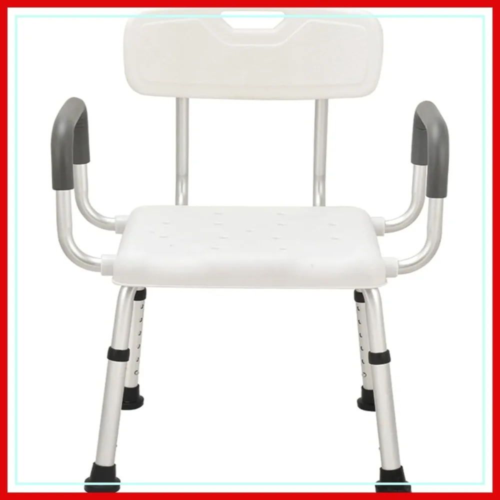 

24in Extra Wide Shower Seat with Arms & Back, 150kg Capacity, Semi Pre-Assembled Bath Chair for Seniors & Big Tall Adults