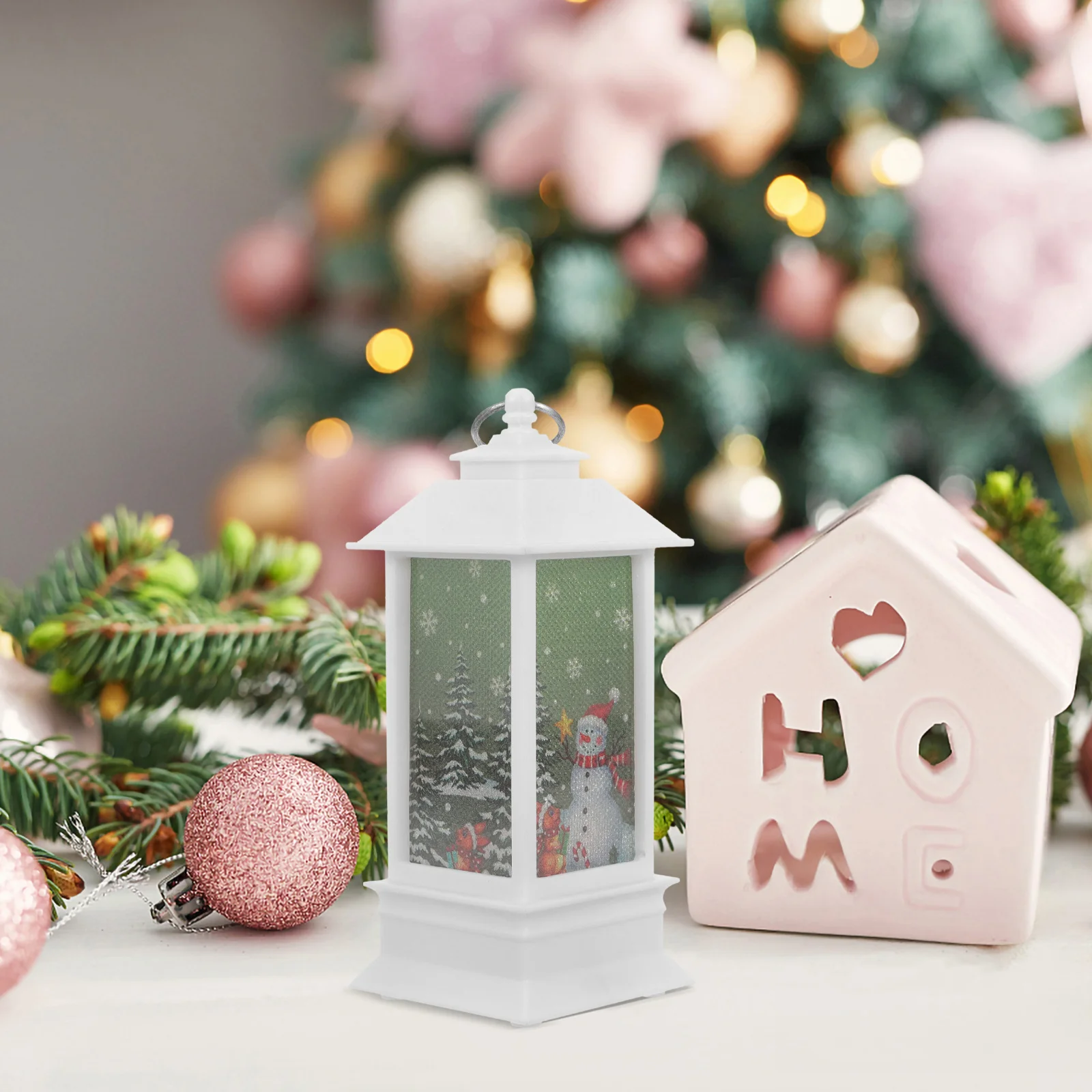 

Christmas Tree Cube Light Decor Retro Luminous Lantern Xmas Night Light Holiday Home Decoration Tabletop Mantel Window