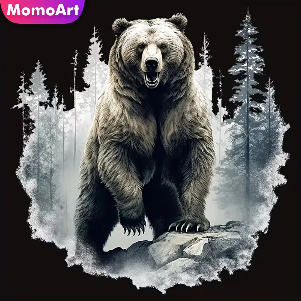 Momoart Bären-Diamantstickerei Tierbild mit Strass-Diamanten Neues DIY-Set zur Heimdekoration