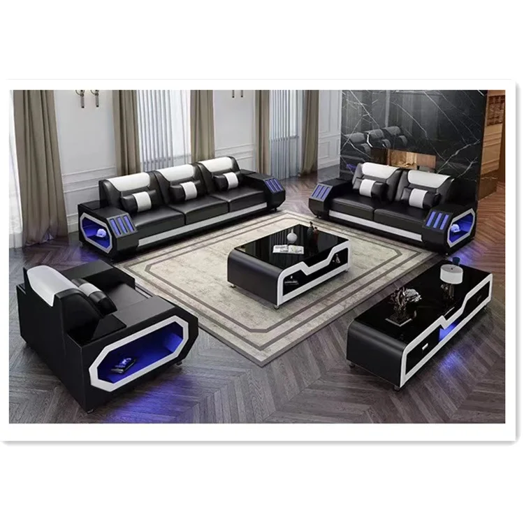 

1 + 2 + 3 simple leather art combination sofa modern storage coffee table TV cabinet
