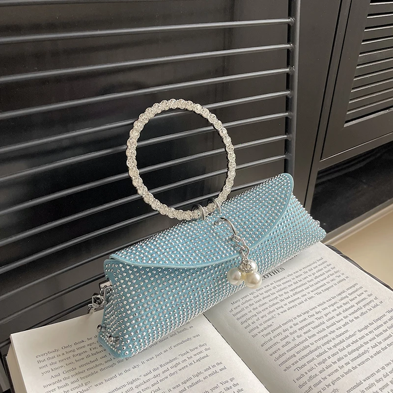 Bolso de mano con diamantes brillantes para mujer, bandolera pequeña de diseño único, elegante, de lujo, para fiesta y noche, 2023