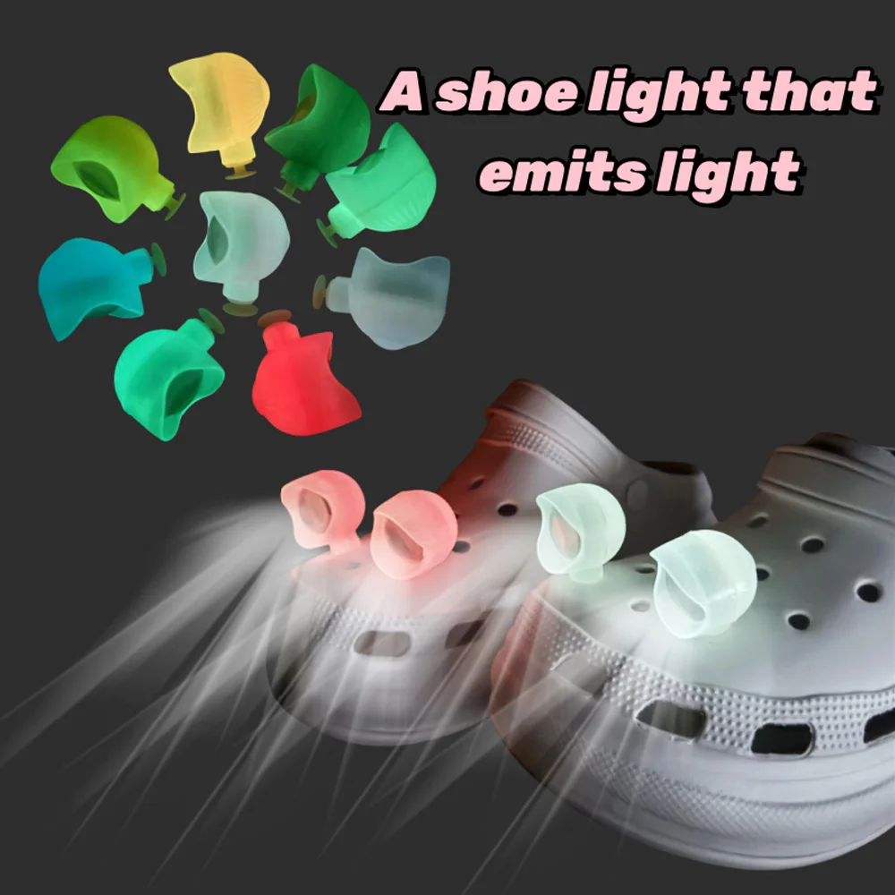 2pcs Fluorescent Transparent LED Shoe Lights Charms Accessories for Night Rides, Outdoor Cave Camping Shoes Charms ﻿