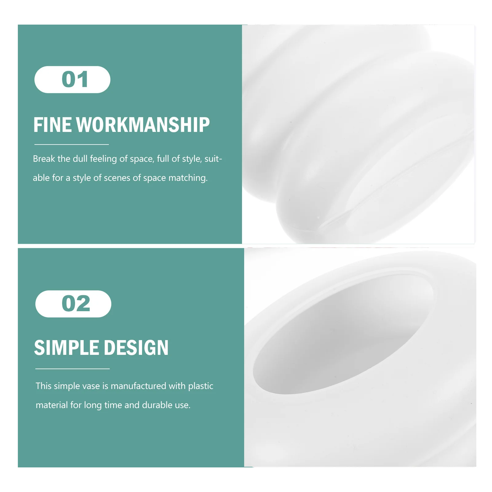 

2Pcs Simple Plastic Vases Decorative Flower Vase Modern Nordic Design Home Office Balcony Desktop Ornaments Flower Vases