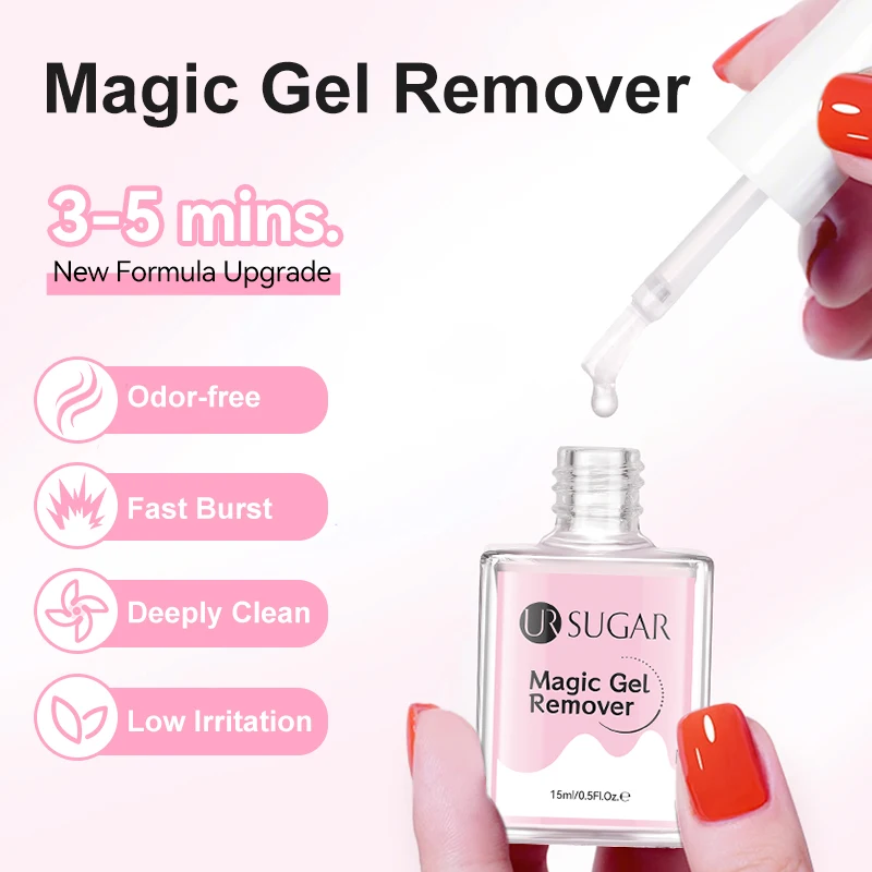 UR SUGAR 15ml Magic เล็บเจล Polish Remover 1/2pcs Clean UV Soak Off กึ่งถาวรเคลือบเงาเล็บ Quick เครื่องมือกําจัดเล็บ