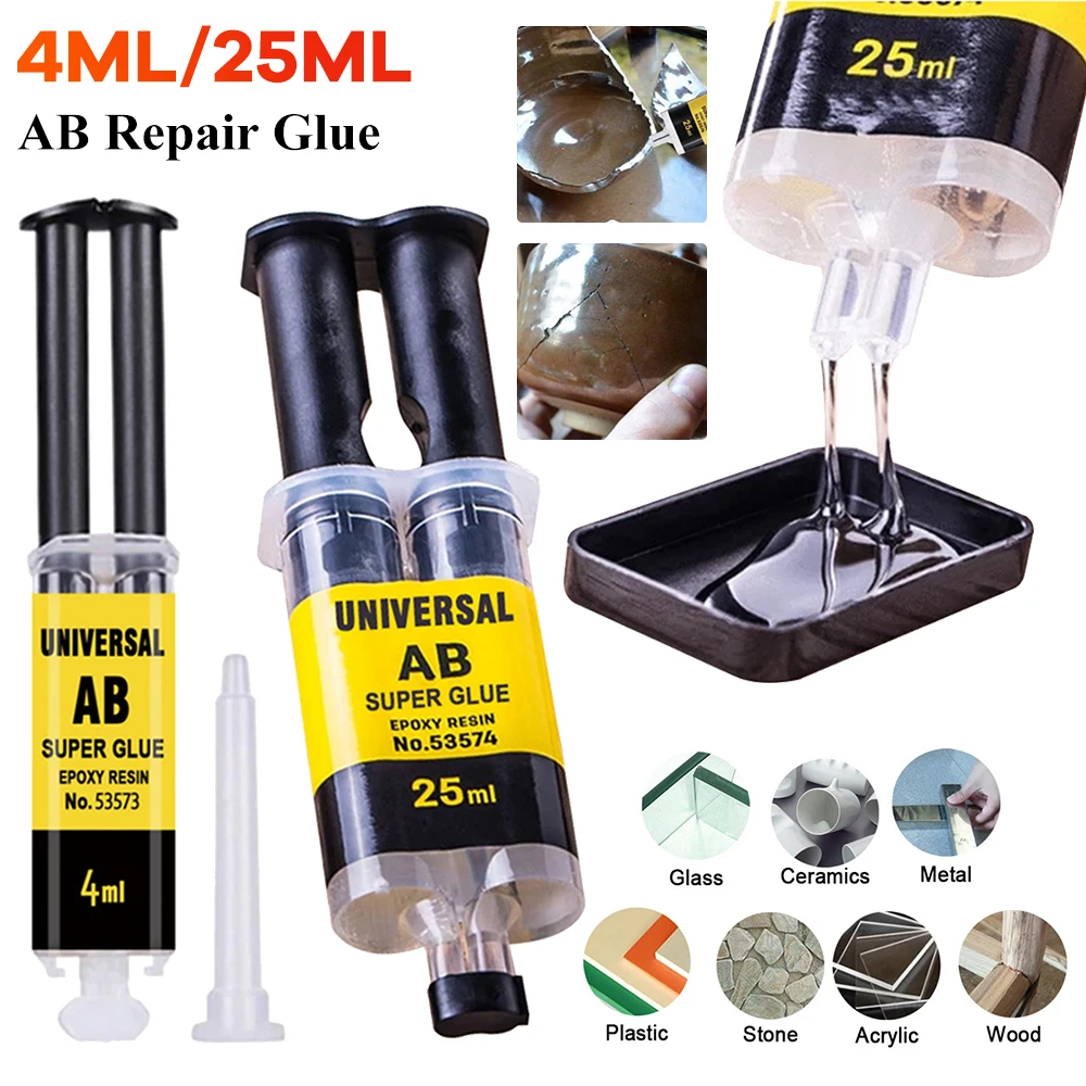 1-3PCS 4ML/25ML Epoxy Resin Liquid AB Glue Plastic Wood Strong Quick-drying Adhesive Glue Waterproof Metal Repair Glue