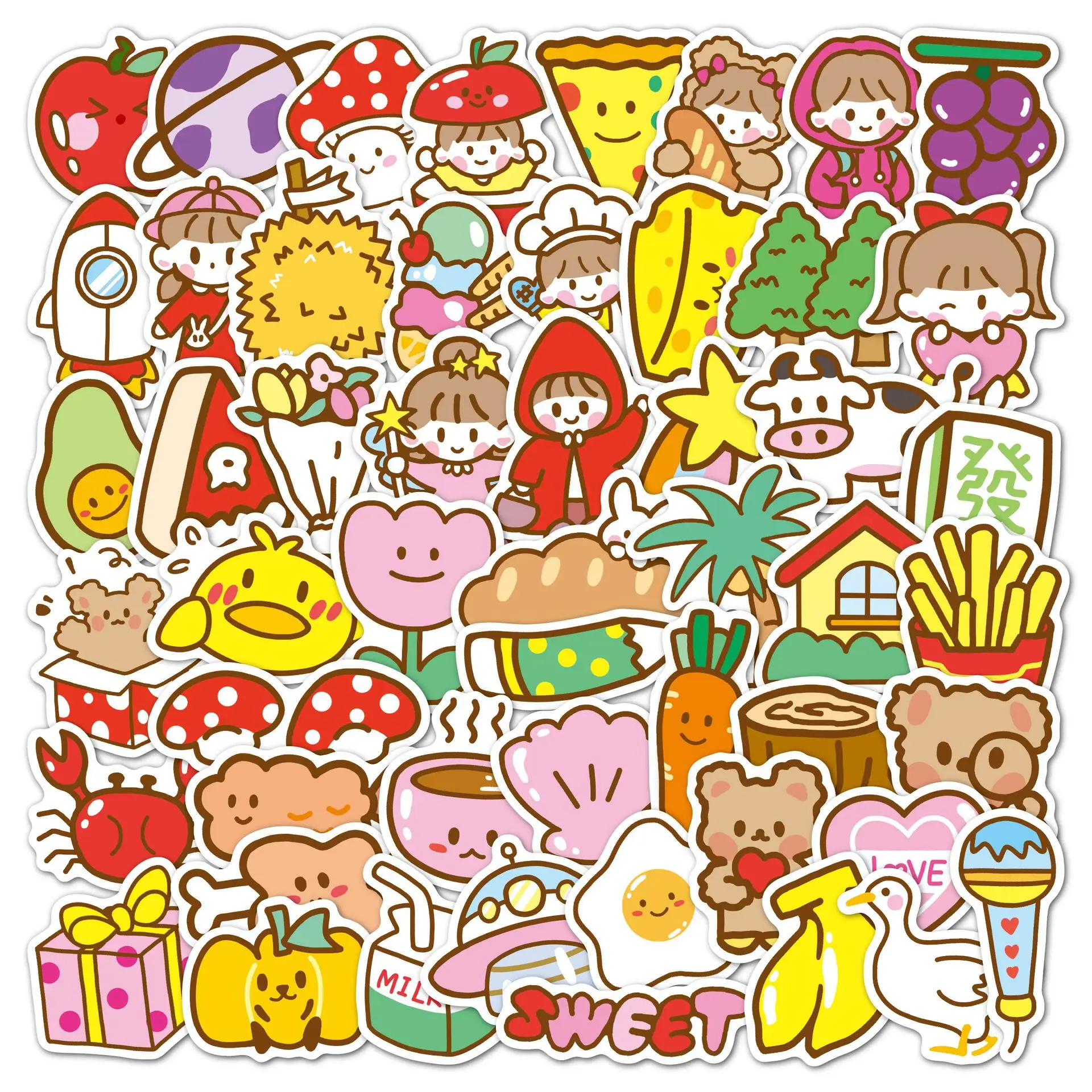 50 pcs/pack Kawaii Animals Waterproof PVC Journal Decorative Stationery Craft Stickers Scrapbooking DIY Diary Album Stick Label