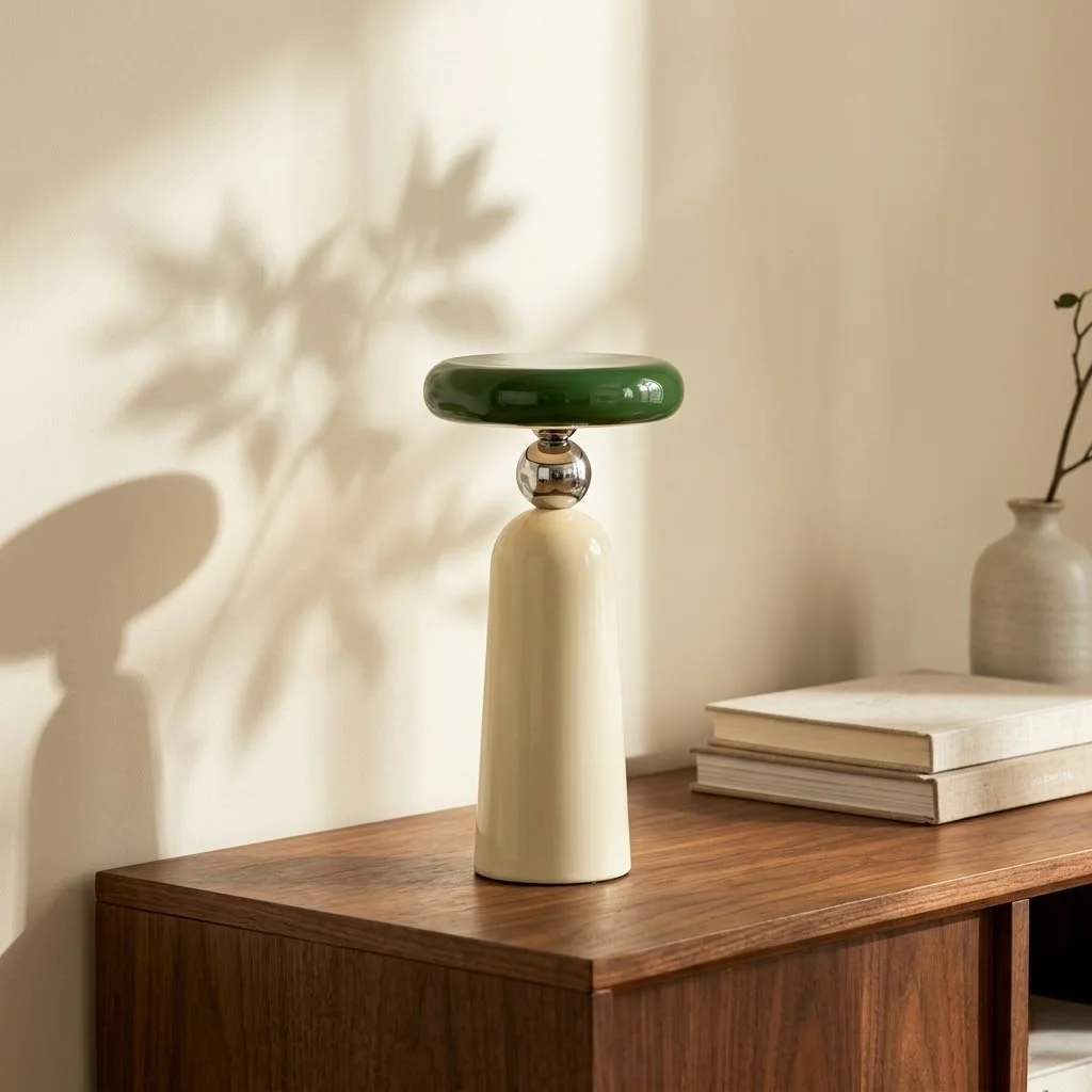 Living Room Bedroom Decor Rechargeable Mushroom Desk Light with 3-Color Touch Dimming Eye Caring Modern Cordless LED Table Lamp