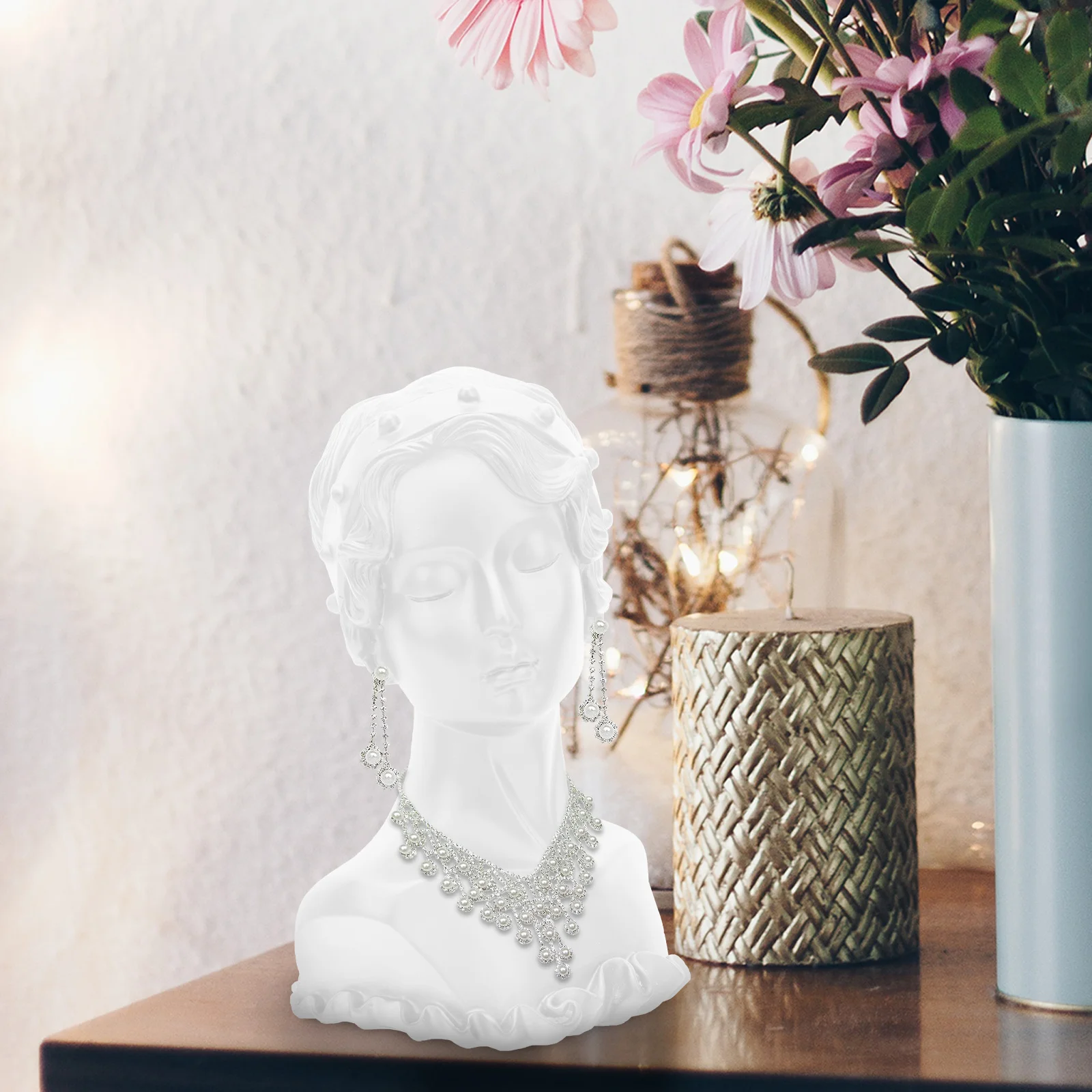 Resin Jewelry Display Rack White Earrings St Lightweight Sturdy Bust Decorative Storage Necklace Figure Statue Craft