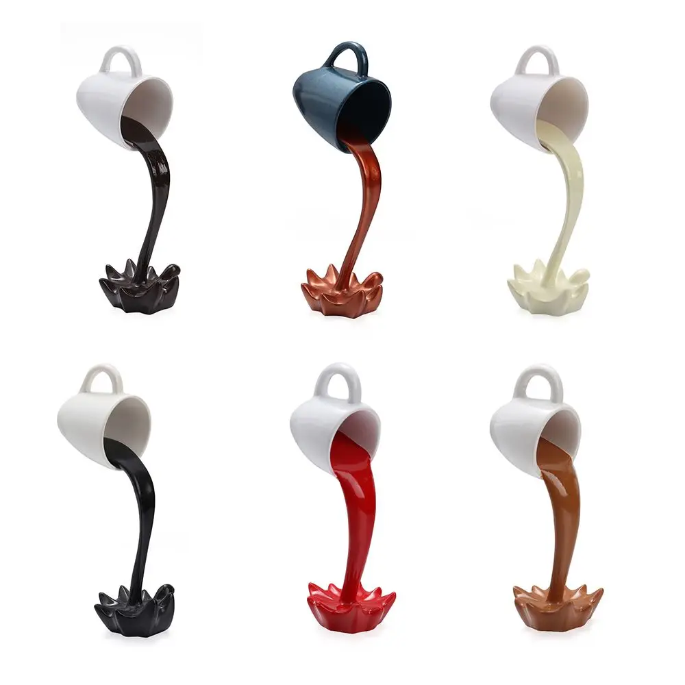 

Coffee Cup Design Floating Coffee Cup Sculpture 3D Cup Gift For Coffee Lover Pouring Liquid Coffee Mug Home Decor