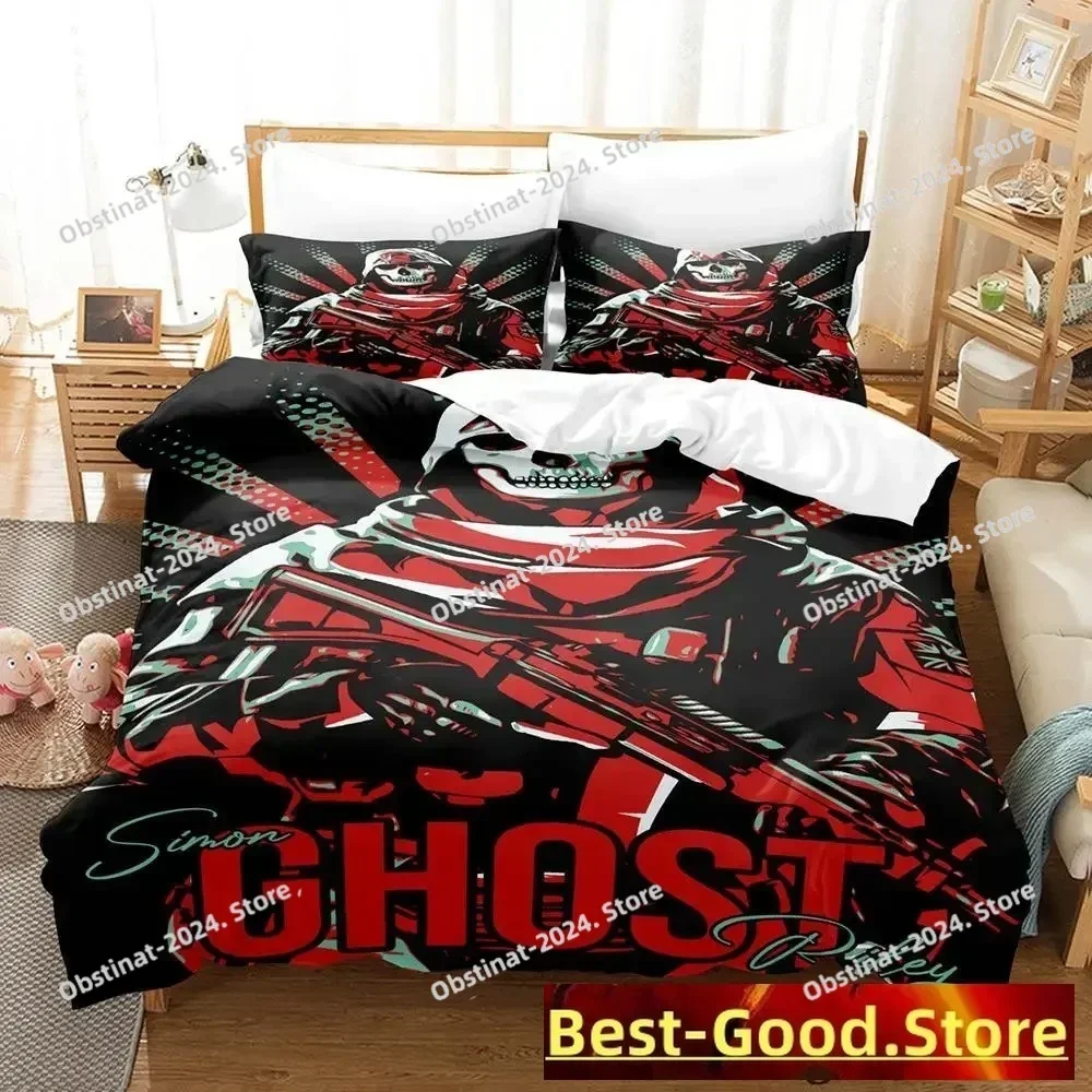 Game Call of Duty Simon Ghost Riley Bedding Set Cartoon Anime Three-piece Set Adult Kid Bedroom Duvetcover Sets 3D Shooting Game