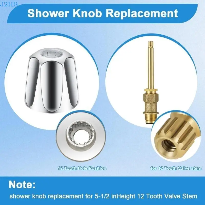 J2HB 3pcs Matte Designs Shower Handle Set for Hot Cold Diverters Valves Stem