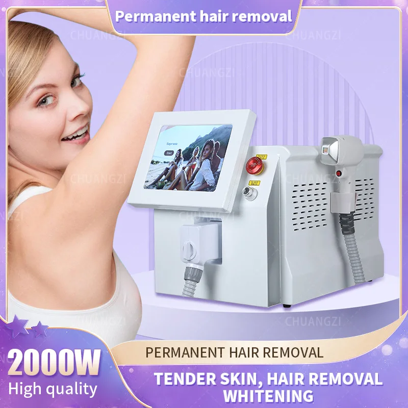 

3 Wavelength Diode L-aser Machine 808nm 755nm 1064nm 2000W Permanent Ice Platinum Painless L-aser Epilator For Woman