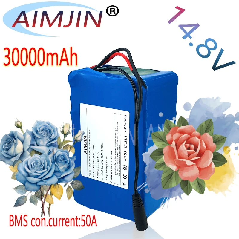 

4S10P 18650 14.8V 30Ah 444Wh Lithium-ion Power Battery withBMS for Inverter Smart Robot High-power Equipment Etc