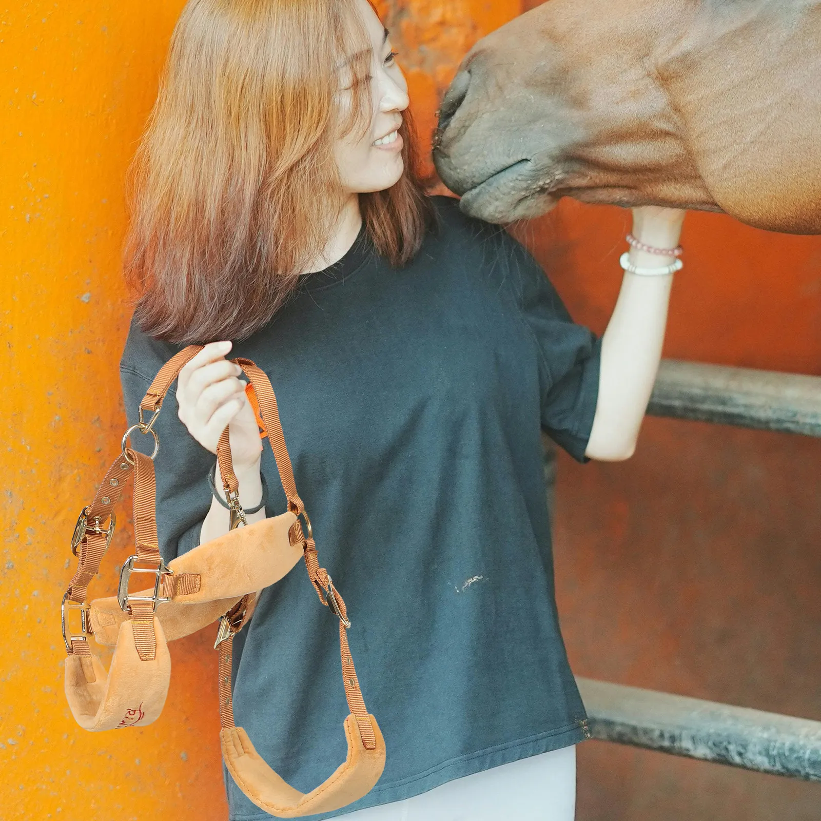 

Регулируемый недоуздок для лошади с веревкой, съемный, для тренировок, прогулок, выставок и скачек, комфортный, с мягкой подкладкой