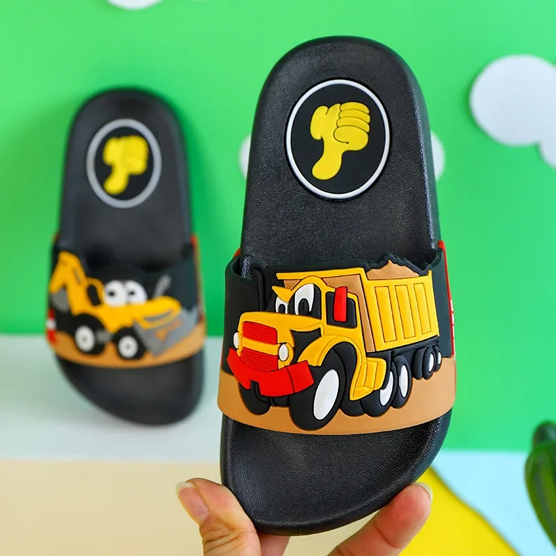 2026 Children's Anti-Slip Bath Slippers Boys Home Indoor Shoes PVC Material Comfortable Soft Soles Easy to Wear off