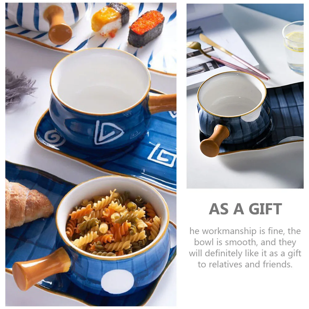 

Single Handle Ceramic Soup Bowl Household Multi-Function Breakfast Dinner Bowl Food Accessory Food Accessory Breakfast Supply