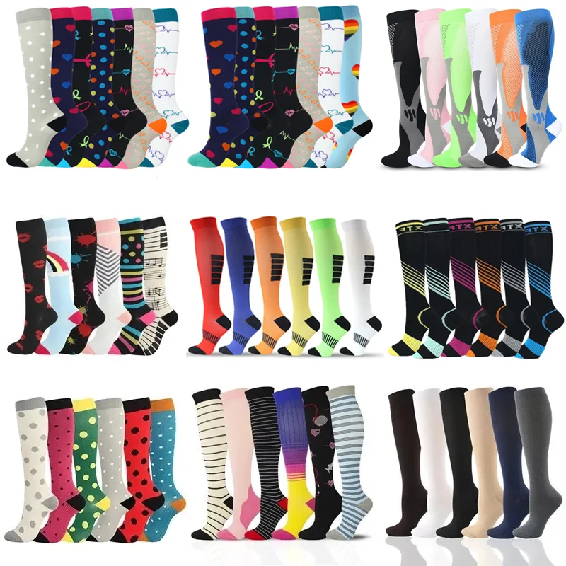 

5/6/7 Double Compression Socks Men Women Marathon Cycling Fitness Sports Socks Medical Varicose Diabetes Pregnancy Elastic Socks