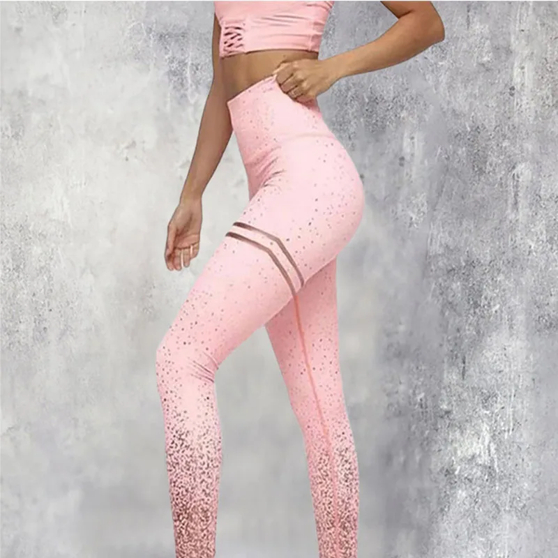 Yoga Pants High Waist Leggings Women Sequined High Waist Yoga Fitness Legging Glitter Running Gym Stretchy Sport Pants Trouse