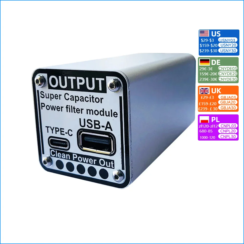 Nvarcher 5V Super Capacitor Power Filter Type C Input and Output For Raspberry Pi