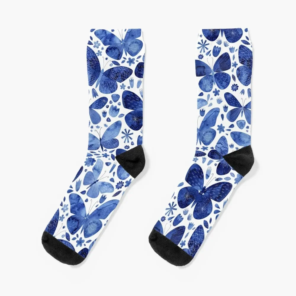 

Blue Butterflies Socks valentine gift ideas Novelties anime Ladies Socks Men's