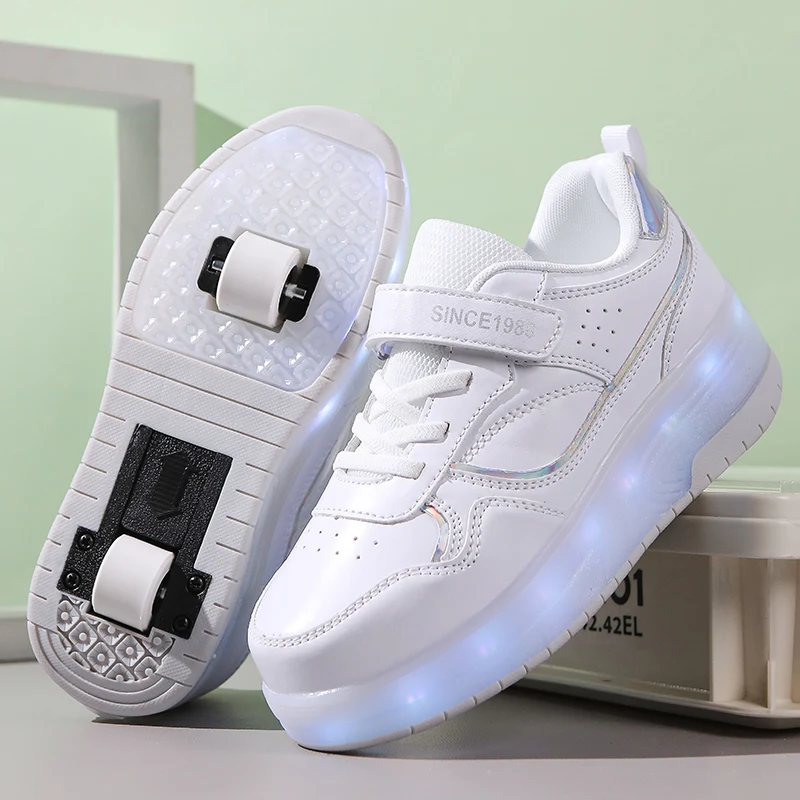 Zapatos informales luminosos LED para niños y niñas, zapatillas deportivas transpirables a la moda, patinaje sobre ruedas, novedad