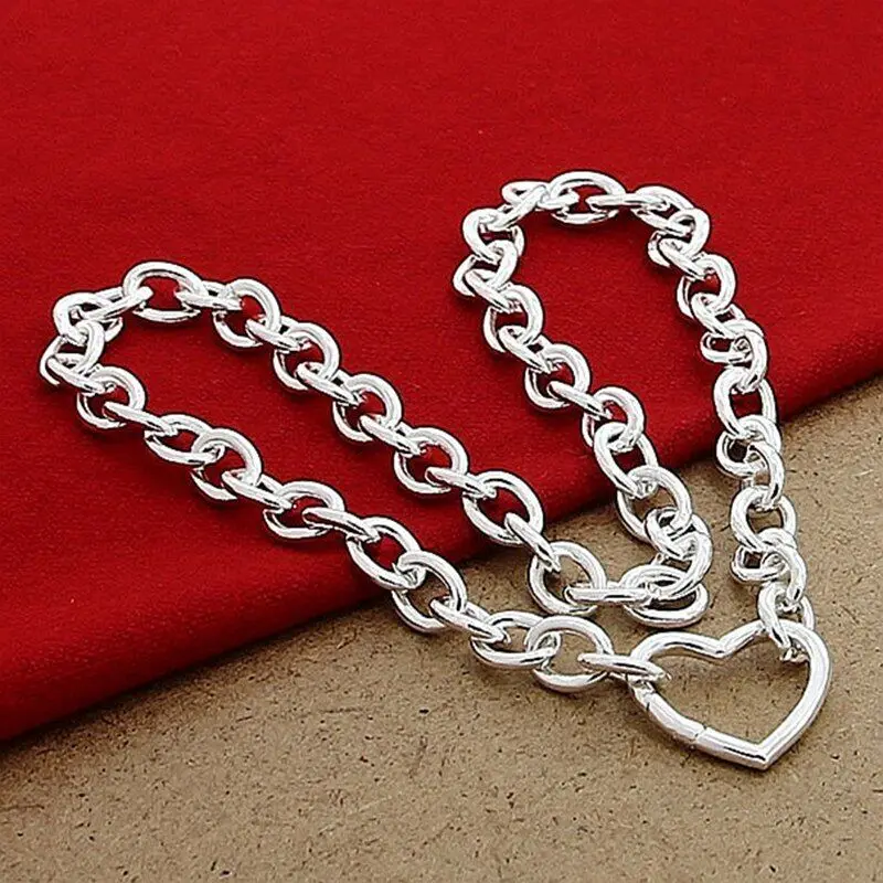 Enduring Elegance 925 Sterling Silver Heart Pendant Necklaces Chain Jewelry