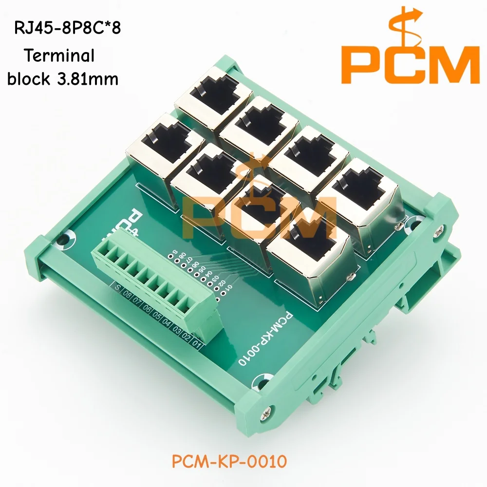 DIN Rail 8 Way RJ45 Ethernet To Screw Terminal Block Breakout Board Adapter For Industrial Network Communication Equipment