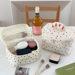 YANZAI Cute Quilting Cotton Makeup Bag Women Zipper Cosmetic Organizer borsa da donna scatola di stoffa custodia da toilette portatile per ragazze