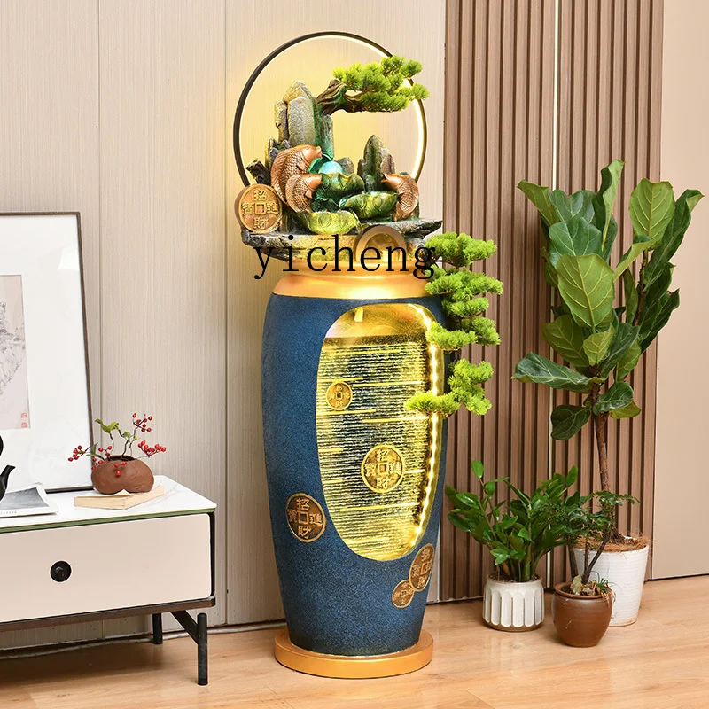 YFY  Alpine Fountain Ornament Circulating Water Floor-standing Landscape Living Room Vase Indoor Landscaping