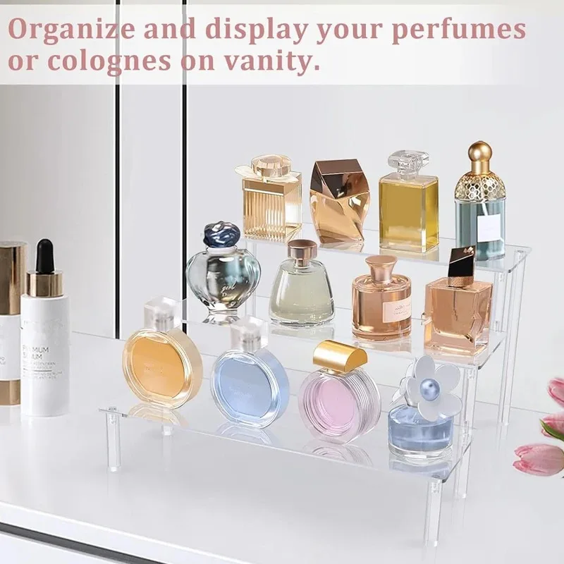 1-4 Tier Acrylic Display Stand Durable Display Rack For Cupcake Perfume Doll Transparent Trapezoidal Blind Box Storage Shelf - Image 4