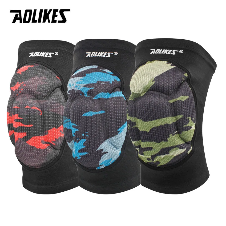 AOLIKES 1 Pair Protective Thick Sponge Knee Pads Knee Brace - High Elastic Non-Slip Basketball Volleyball Knee Sleeves Support