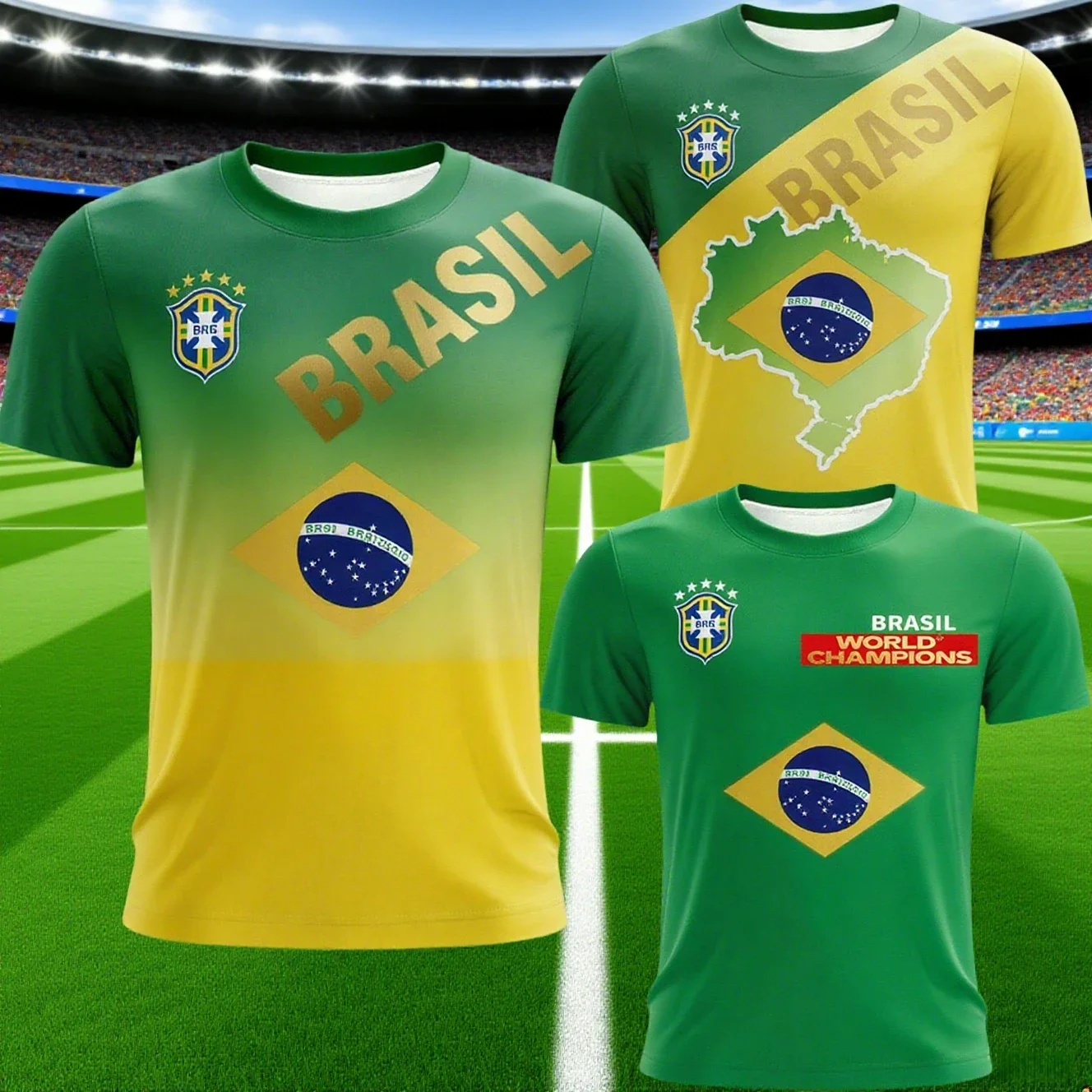 

Adult/children's Quick Drying T-shirt Comfortable and Breathable Top Brazil Team Fashion Printed Short Sleeved Casual T-shirt