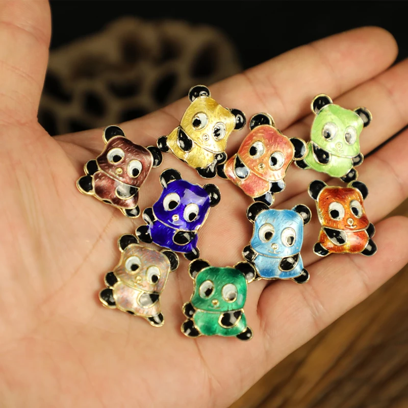 10pcs Cloisonne Animal Cute Panda Beads for Jewelry Making Parts Handcrafts Enamel Accessories DIY Earrings Bracelet Necklace