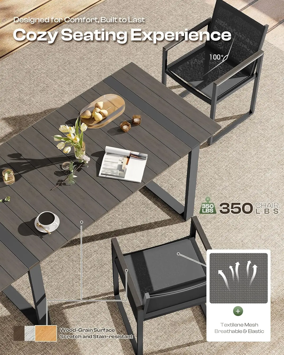 Aluminum Patio Dining Chairs S - Outdoor Furniture Dining Set recension och pris
