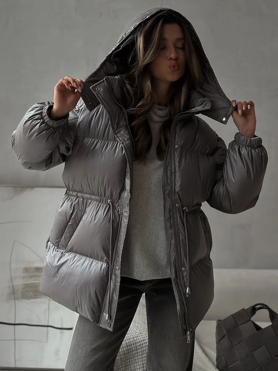 2025 New Fashion Warm Padded Jacket Women Winter Parkas Long Sleeve Hooded Bread Cotton Clothes Female Thick Jacket Outerwear - Image 5