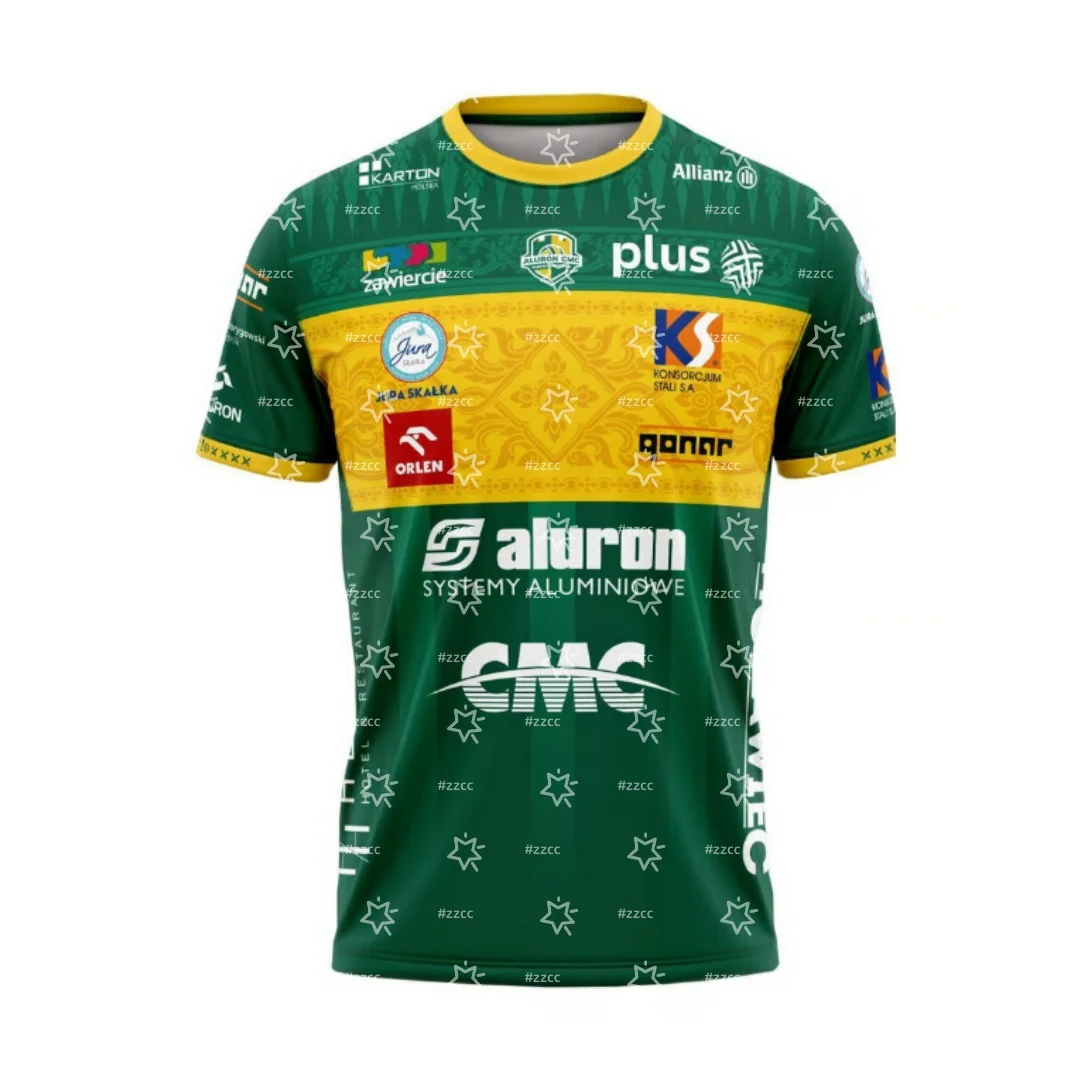 25-26 PlusLiga Aluron CMC Warta Zawiercie Home volleyball jersey Sports Dry Quickly Men's T-Shirt Kid's Clothing Tee Woman - view 4