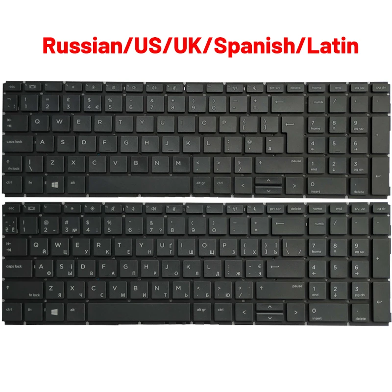 Teclado para portátil HP Probook 450, G6, 455, G6, 455R, G6, 450, G7, 455, G7, 455R, ruso, estadounidense, británico, español y latino, nuevo