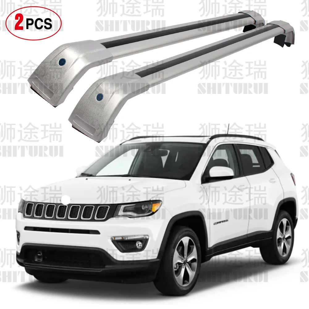 SHITURUI 2Pcs Roof Bars for JEEP COMPASS 2017-2023  Aluminum Alloy Side Bars Cross Rails Roof Rack Luggage