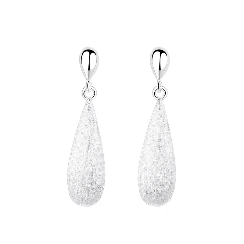 

S925 Sterling Silver Simple Niche Brushed Drop Earrings for Women - Flexible Long-Length Light Luxury Fashion Earrings