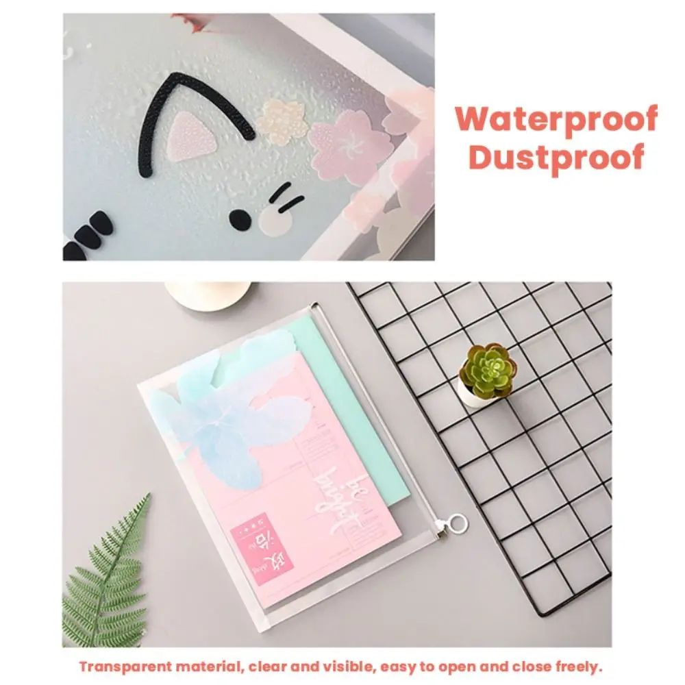 4PCS/Set Portable Snap-fastener A4 File Folder Large Capacity Waterproof File Bag Capybara PP File Organizer School Office