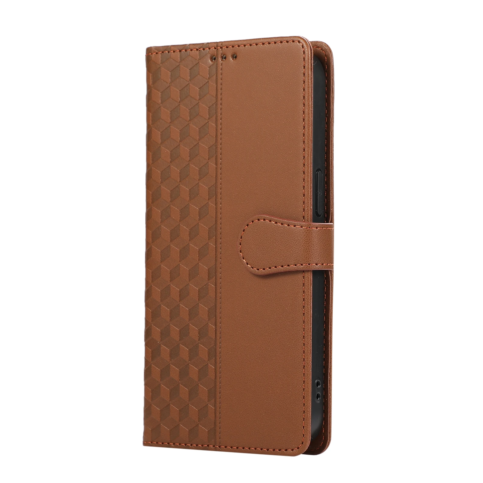 Zakelijke 3D Diamond Grid Reliëf Portemonnee Lederen Case Voor iPhone 17 Pro Max 16 15 14 13 12 11 Plus 17air 16E kickstand Cover