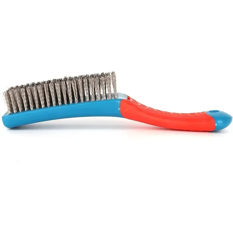 Wire Brush Duty Stainless Bristles With Plastic Handle Grip For Rust, Wielding Slag, Dirt & Paint Scrubbing With Deep Cleaning