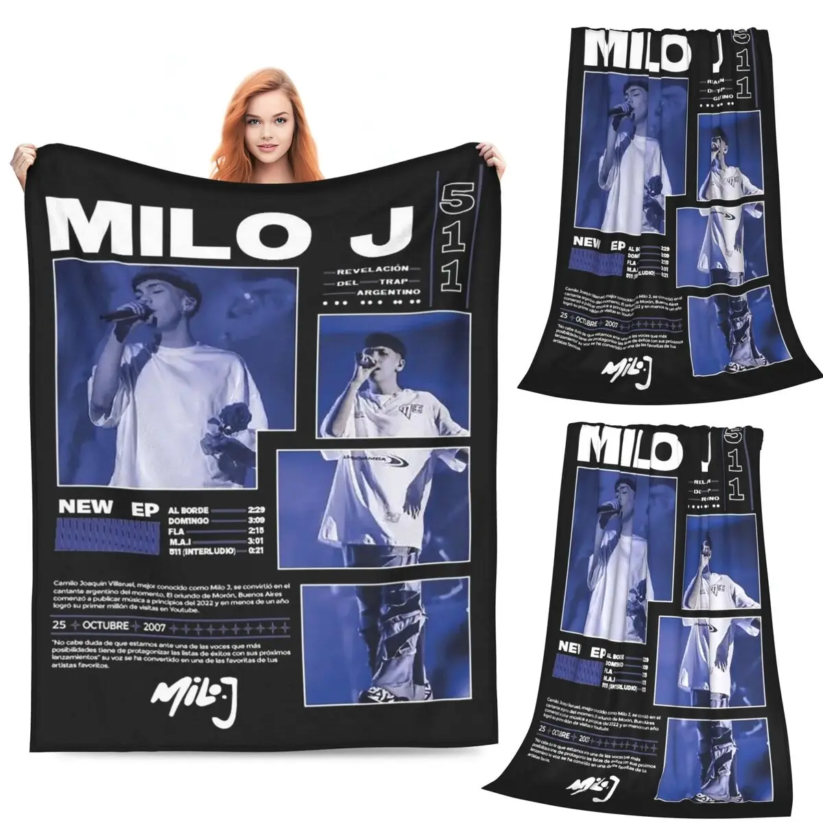 

Rapper Milo J 166 Album Deluxe Blankets Soft Warm Flannel Throw Blanket Bedspread for Bed Living room Picnic Travel Home Sofa