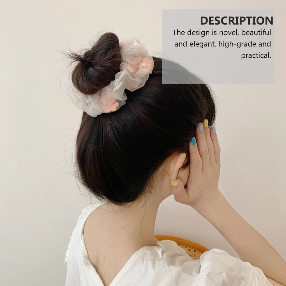 

6pcs Flower Hair Ties Gauze Ropes Fashion Girls Accessories Sweet Headdresses H made Quality Embroidered