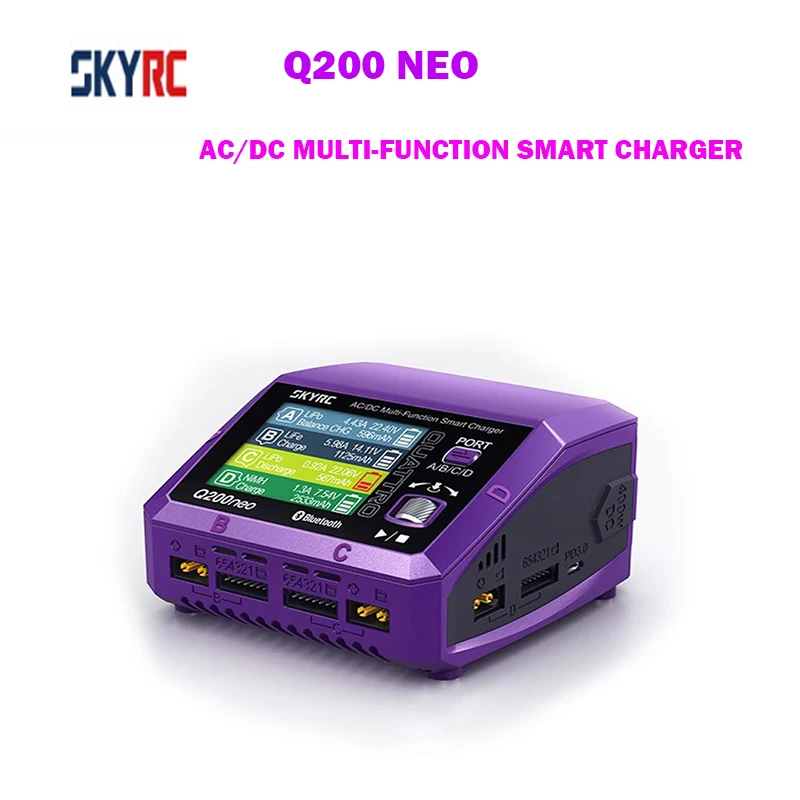 SkyRC Q200neo Charger SK-100197 AC200W DC400W 4 Output Ports AC/DC Smart Charger