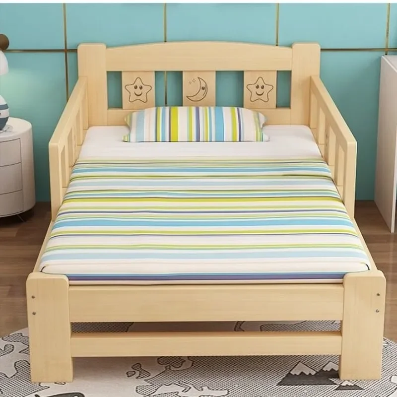 for Solid Wood Children Bed with Guardrail Small Bed for Baby Boy Girl Princess Single Bedside Widened Splicing Bed