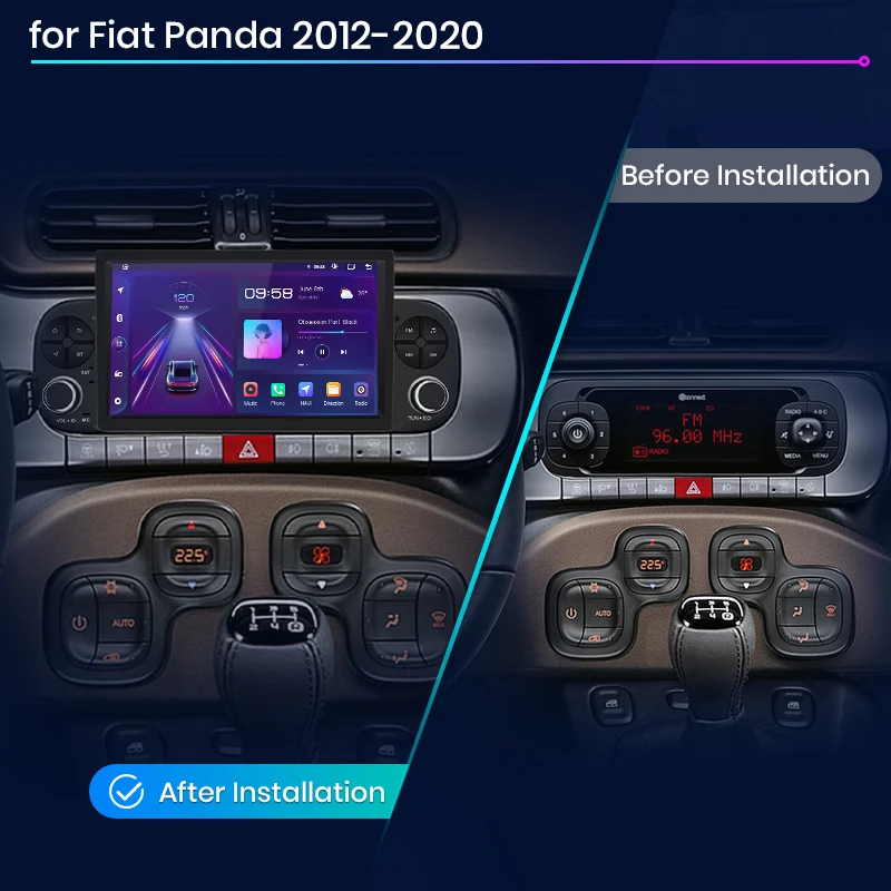Radio Junsun de 7 Pulgadas con Android 13 para Fiat Panda 3 2012 2013 2014 2015 2016 2017 2018 2019 2020 con Carplay Inalámbrico y Android Auto, 4G, Wifi, GPS, Bluetooth, RDS, SWC 3